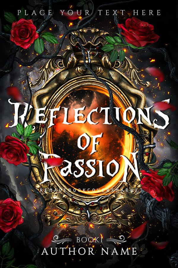 premade covers. fantasy, book, paranormal, lettering, roses, mirror, category. www.premadebookcoversmarket.com